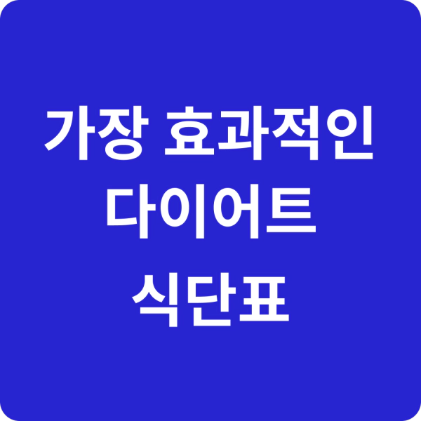 가장 효과적인 다이어트 식단표